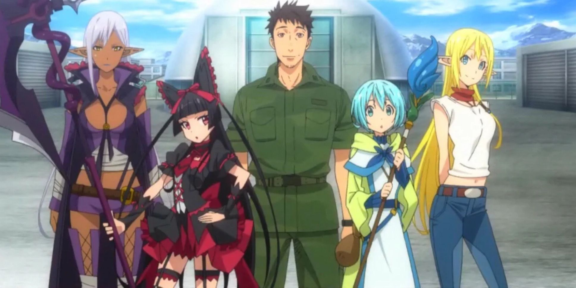 El elenco principal del anime GATE.