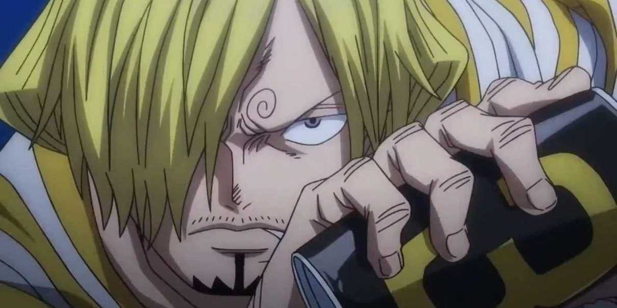 Sanji hält einen einteiligen Raid-Anzug.