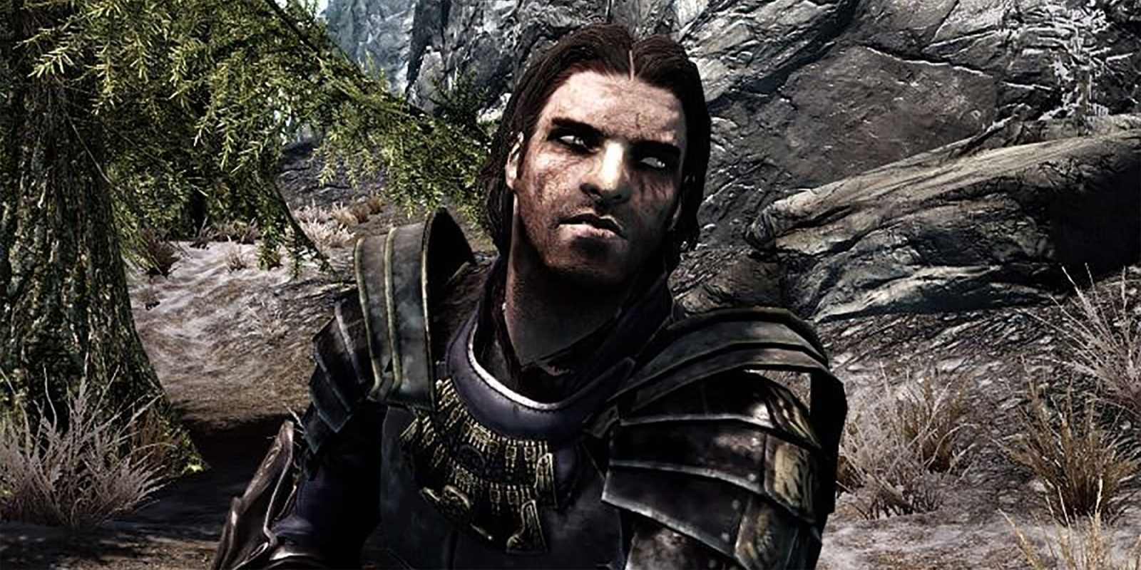 Un primer plano del compañero Vilkas de Skyrim.