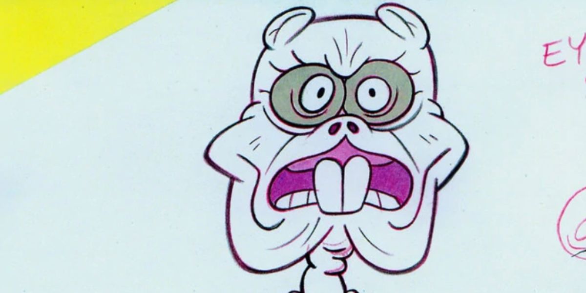 Eine nackte Sandy in SpongeBob Schwammkopf.