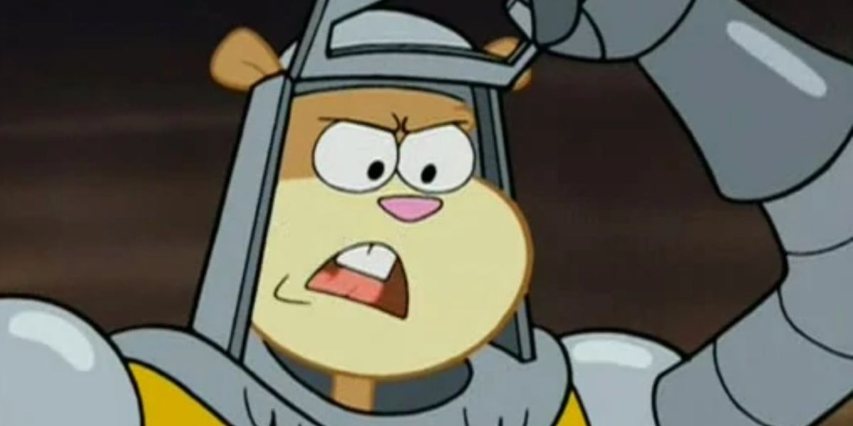 Sandy Cheeks in einer Rüstung in SpongeBob Schwammkopf.