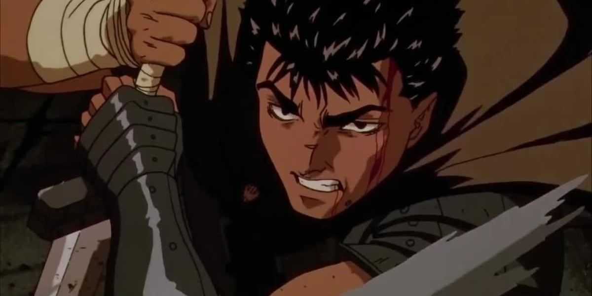 Tripas de Berserk apoyadas en su espada.