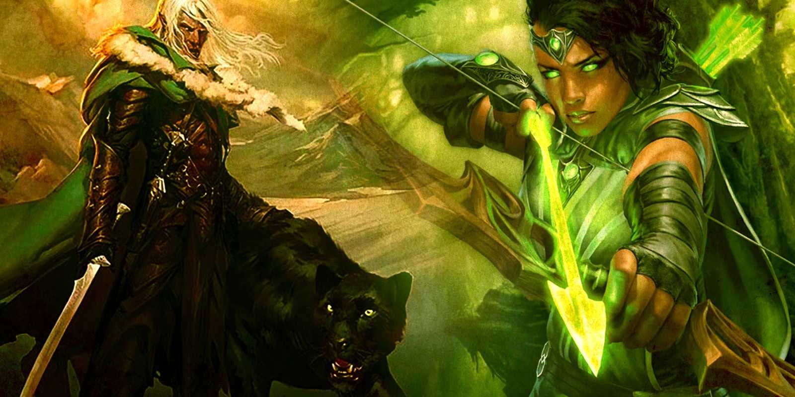 Koláž dvoch rangerov v DnD 5e, ktorí sa pripravujú zaútočiť na svojho nepriateľa