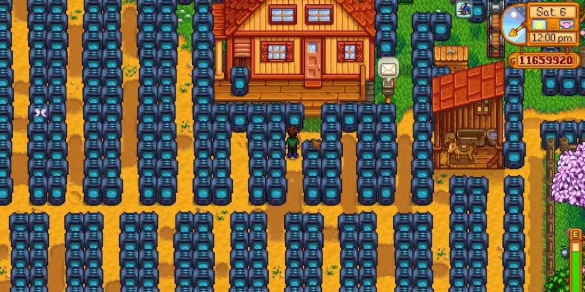 Un jardín lleno de Crystalariums Stardew Valley