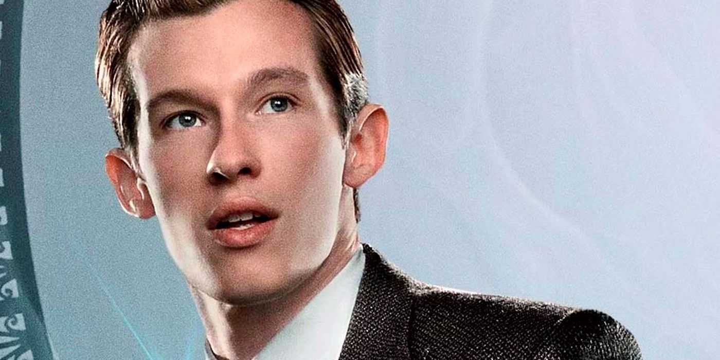 Ein Werbeplakat für Crimes of Grindelwald mit Theseus Scamander