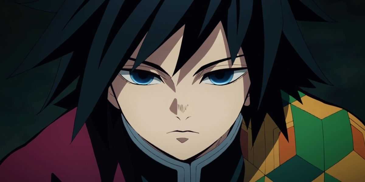 Giyu Tomioka z Demon Slayer vyzerá odhodlane.