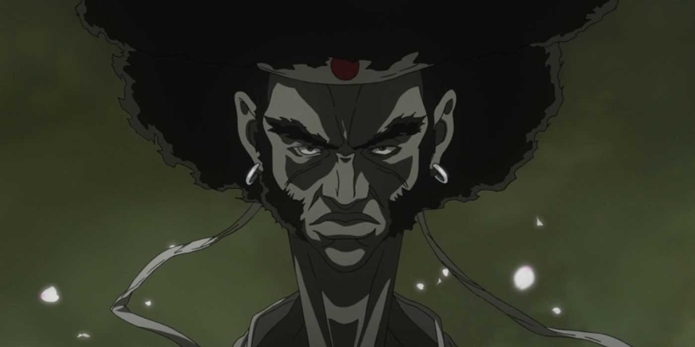 Afro nosí čelenku číslo jedna v Afro Samuai