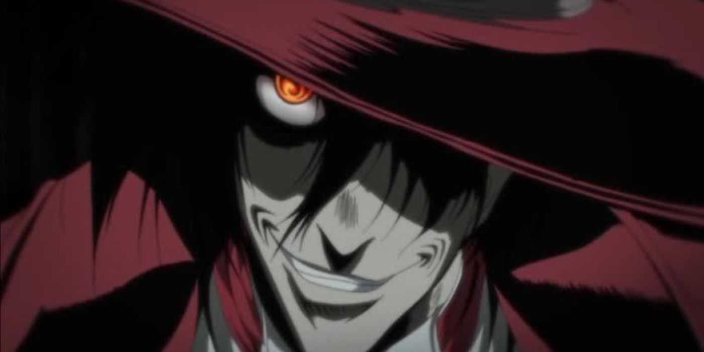 Alucard, der heldenhafte Vampir, grinst in Hellsing.