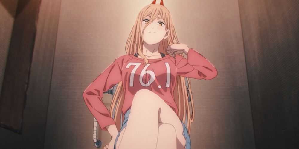 Power verspottet Denji im Badezimmer in Chainsaw Man.