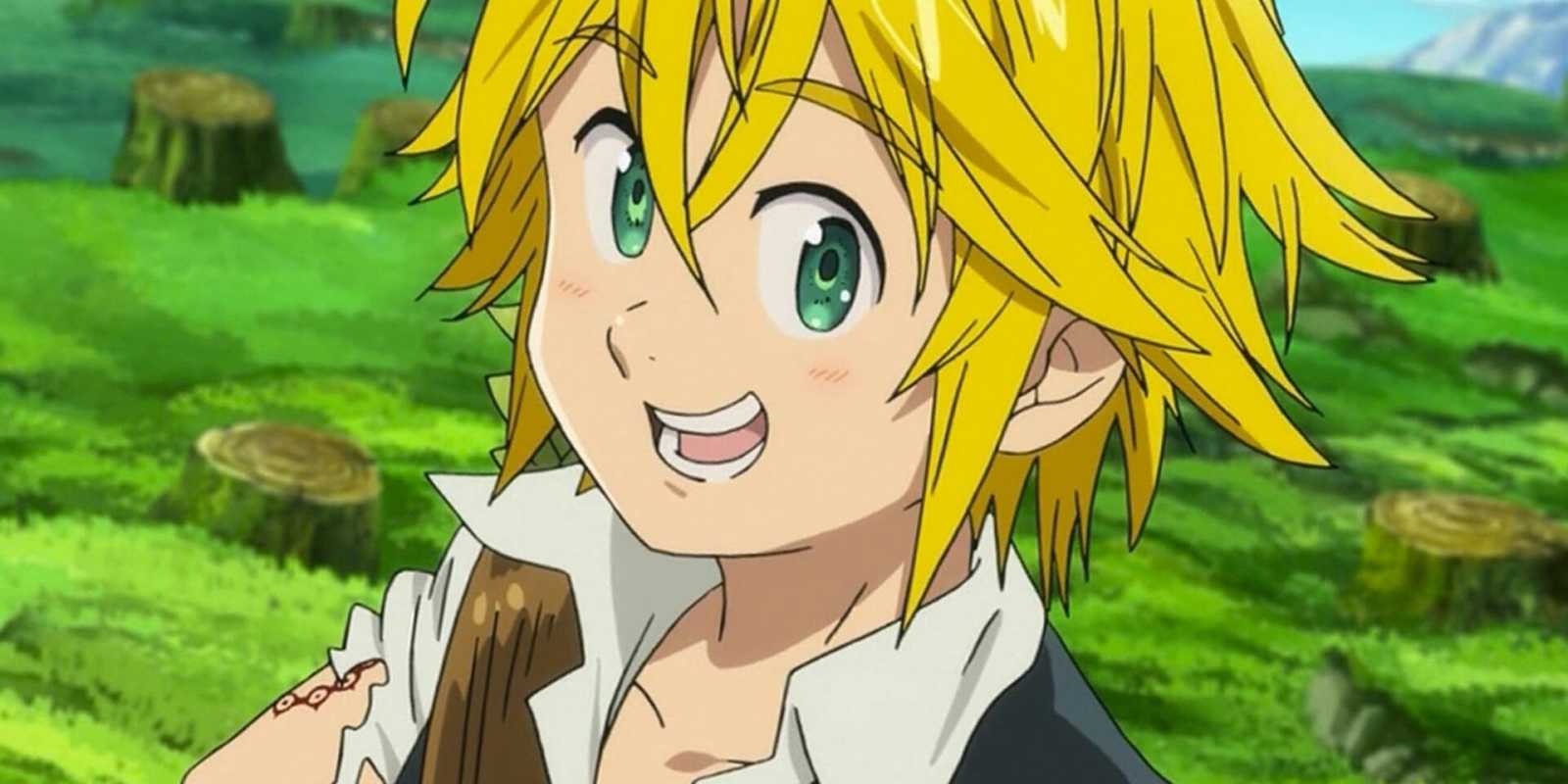 Meliodas lächelt im Anime „Sieben Todsünden“.