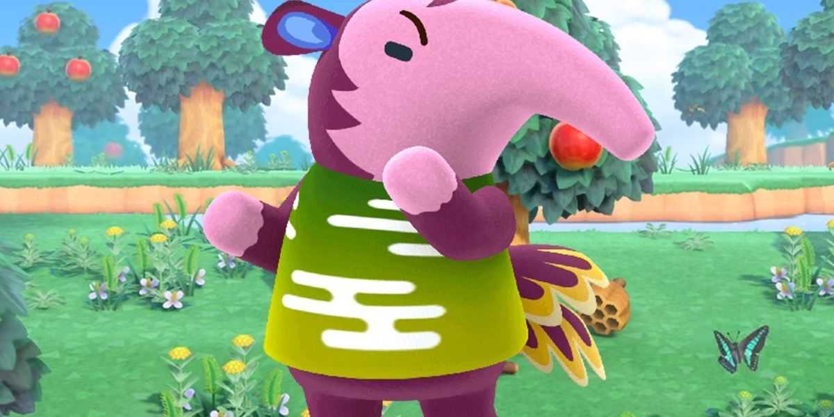 『Animal Crossing New Horizons』で顔を作るアリクイの村人、スヌーティ