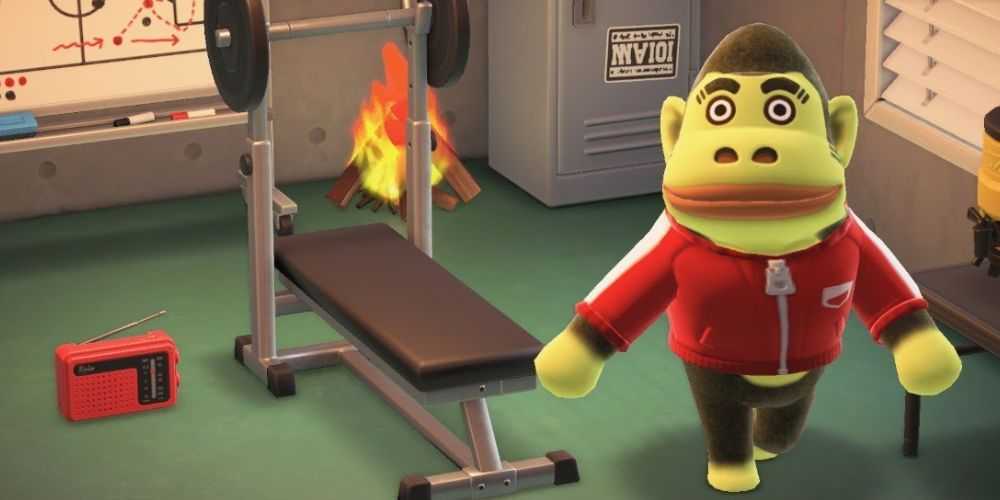 『Animal Crossing_ New Horizons』のジムのような家にいるアル
