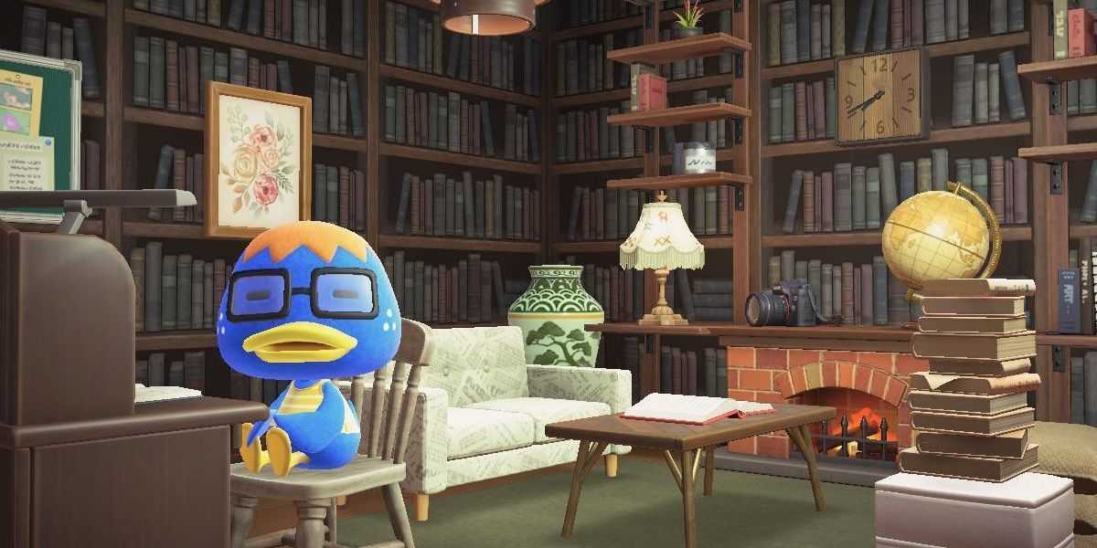 『Animal Crossing: New Horizons』の机に座るアヒルのダーウィン