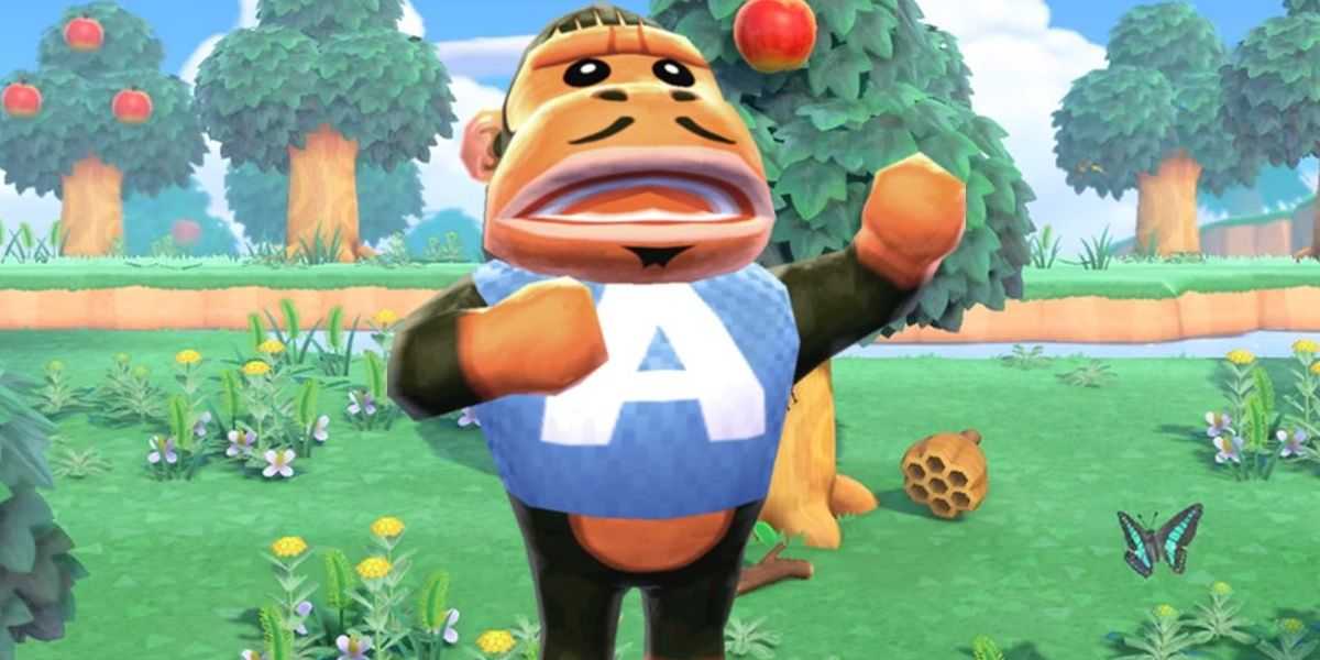 『Animal Crossing New Horizons』で片手を頭の上に上げている気難しいゴリラの村人、セザール