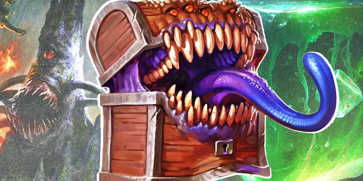 Rozdeľte obrázky mimika, lana a želatínovej kocky Dungeon and Dragons