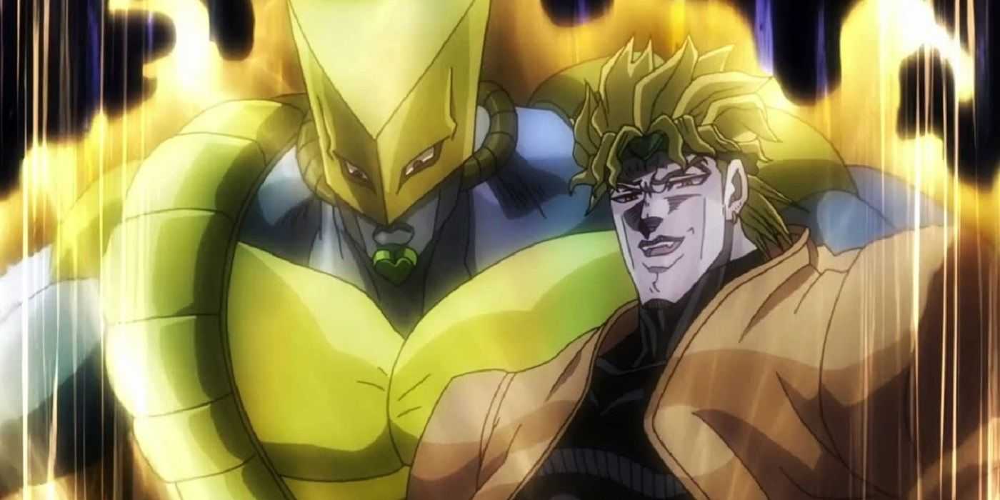 Dio Brando y su stand The World lucen amenazadores en JoJo