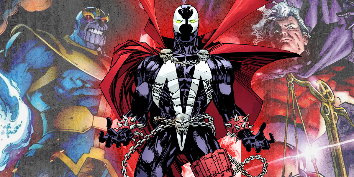 Thanos y Magneto parados detrás de la imagen dividida de Spawn