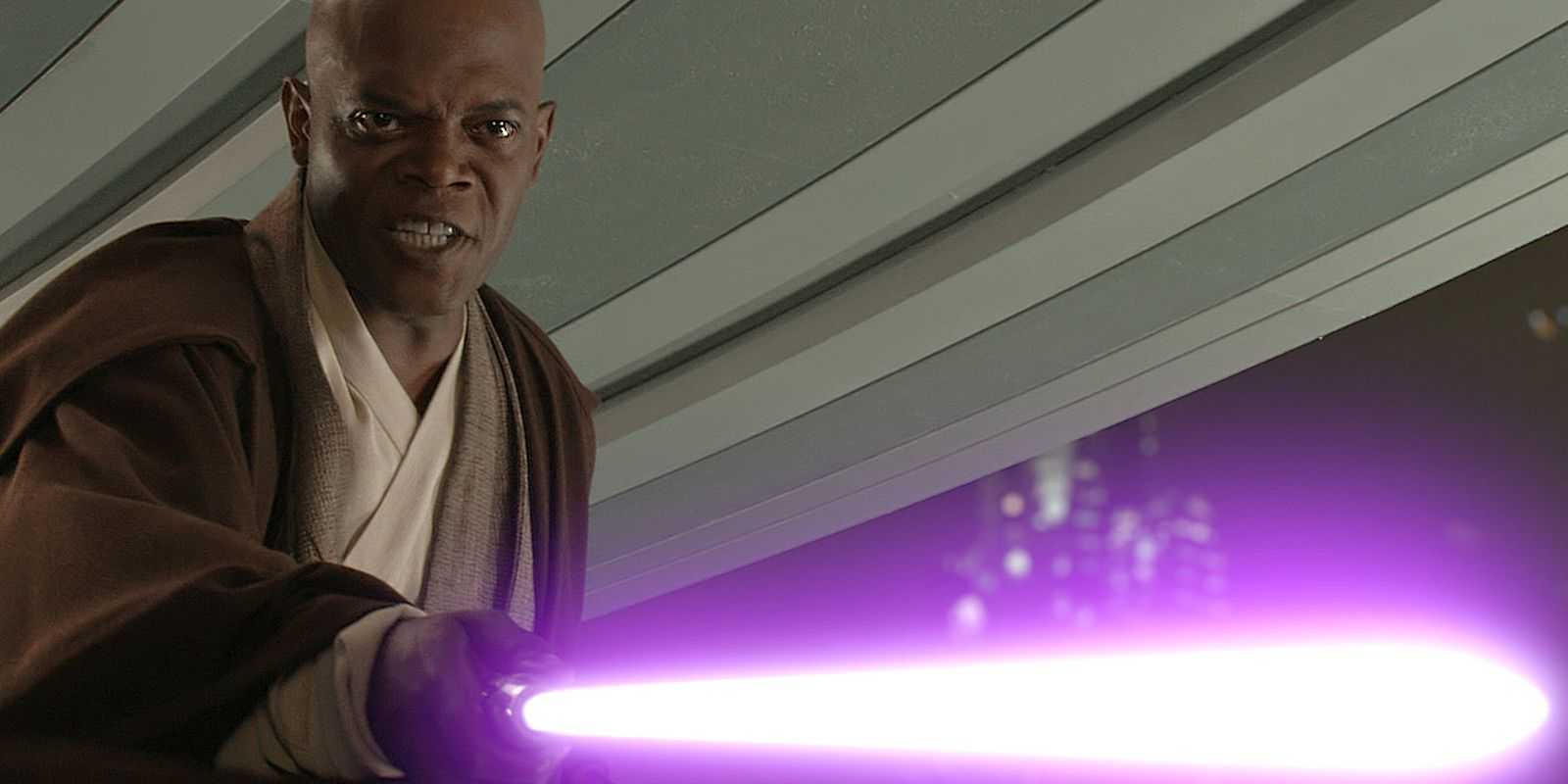 Mace Windu mit seinem lila Lichtschwert