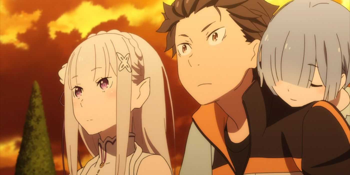 Subaru ist mit Rem und Emilia in Re:Zero.