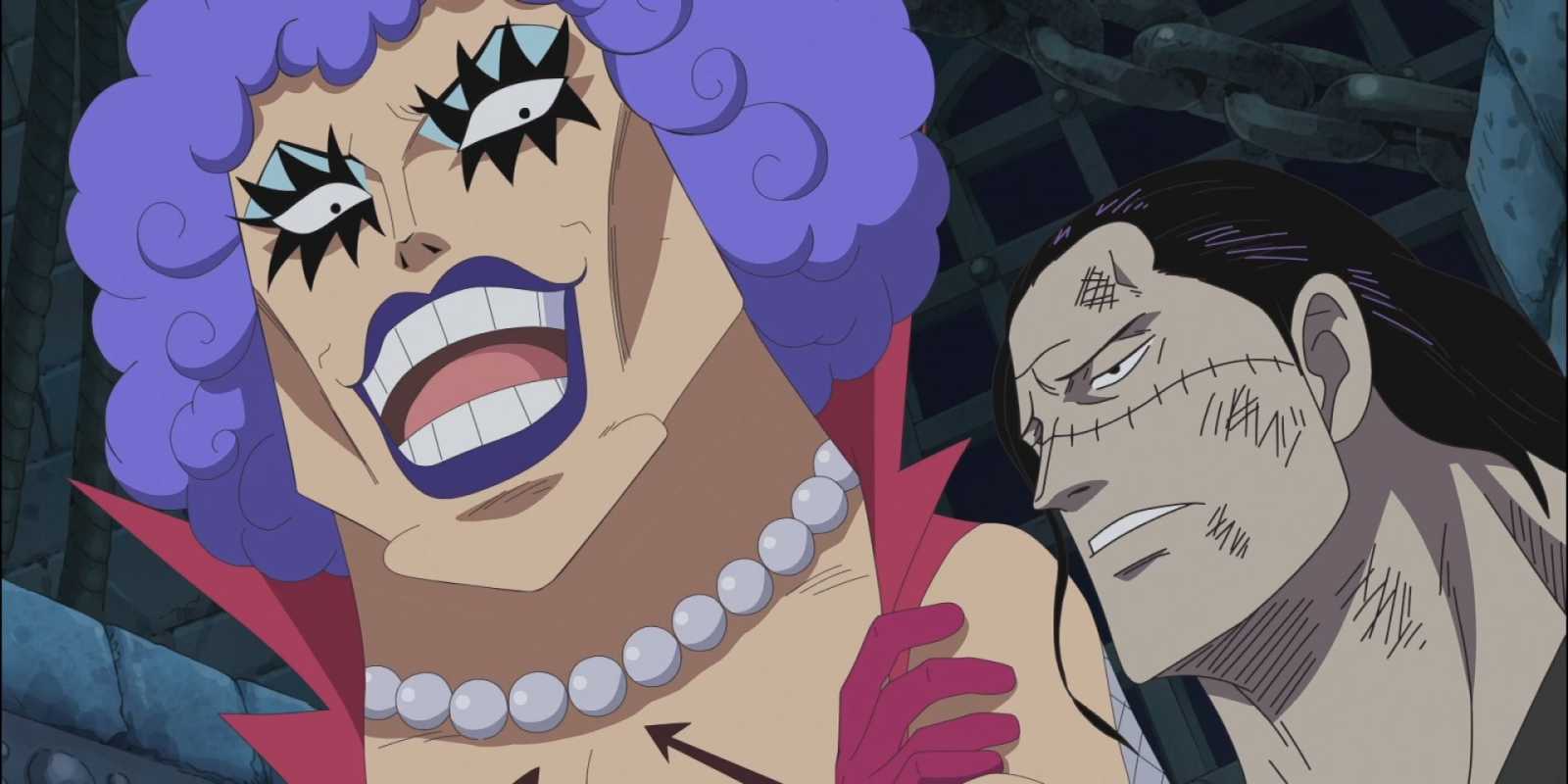 Ivankov grinst und Crocodile stöhnt, als sie nebeneinander stehen