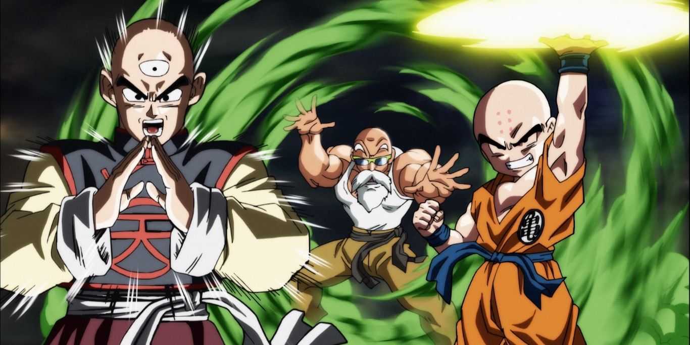 Tien-Meister Roshi und Krillin aus Dragon Ball Super