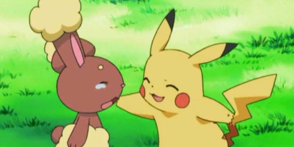 Buneary weint und Pikachu versucht, es aufzuheitern