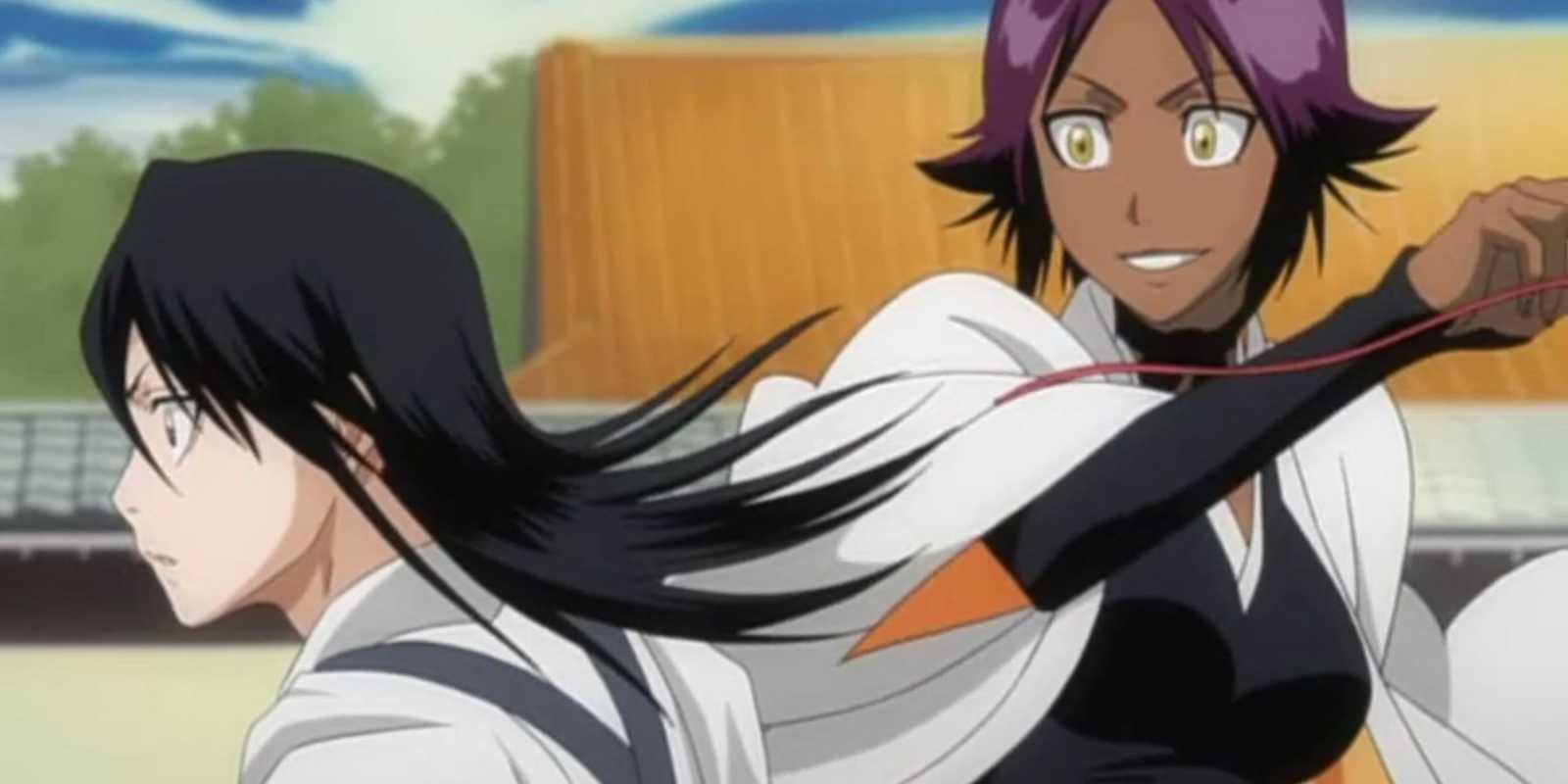 El joven Byakuya Kuchiki y yoruichi shihoin en Bleach