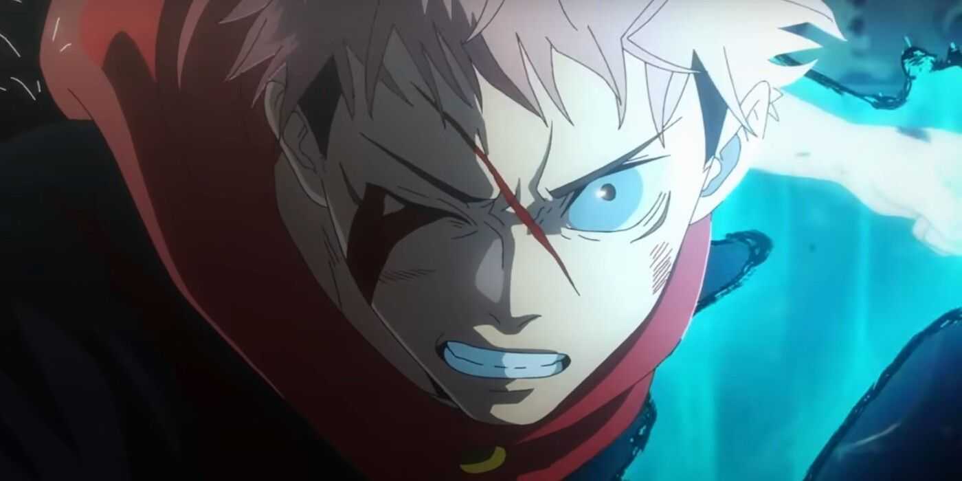 Yuji aprieta los dientes y se prepara para atacar en el anime Jujutsu Kaisen.