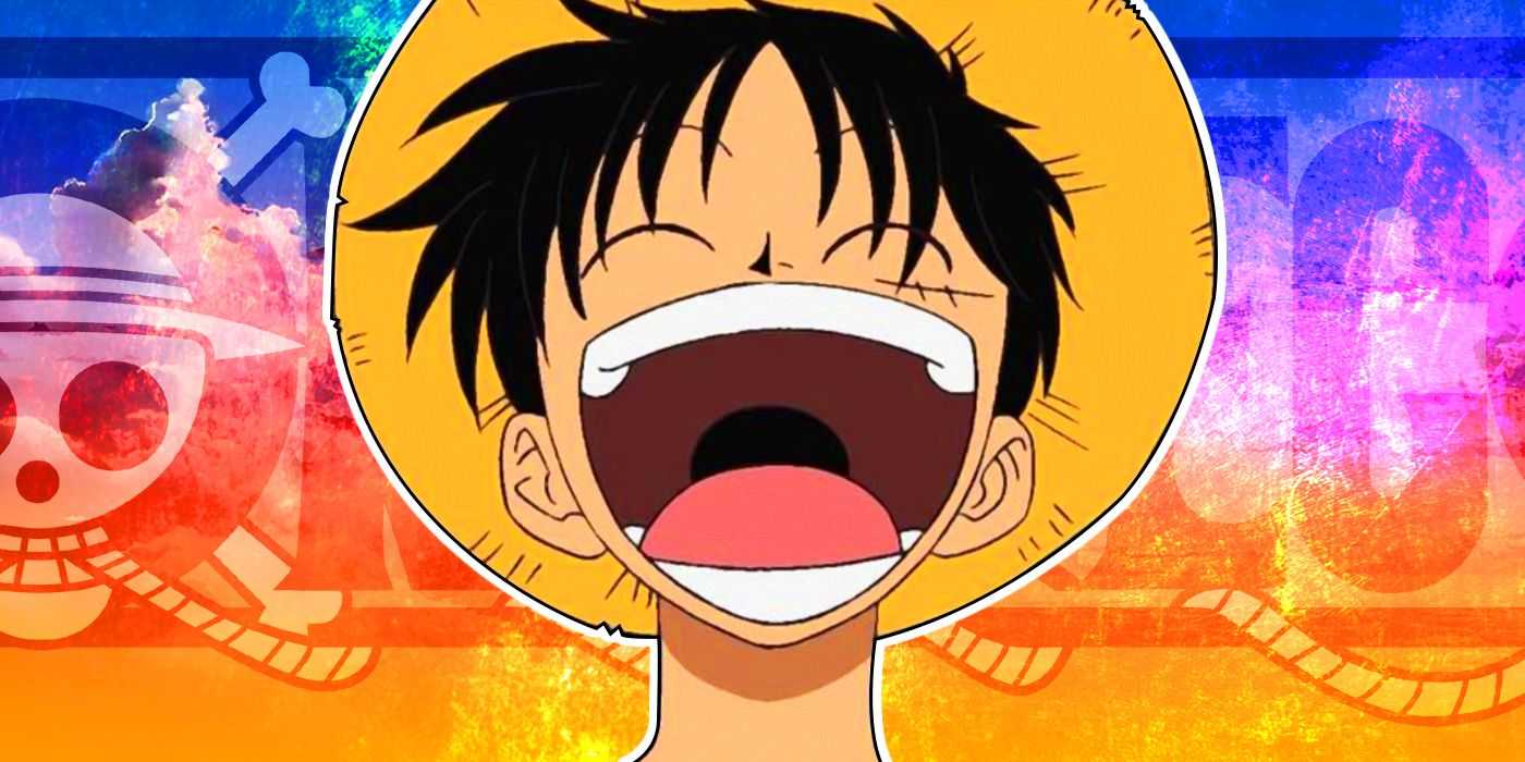 東映アニメ版ワンピースで笑うルフィのアップ