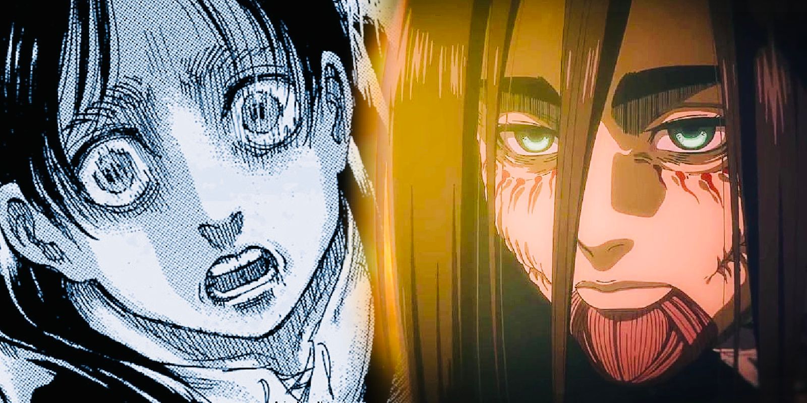 Eren Yeager im Anime- und Manga-Vergleich „Attack on Titan“.