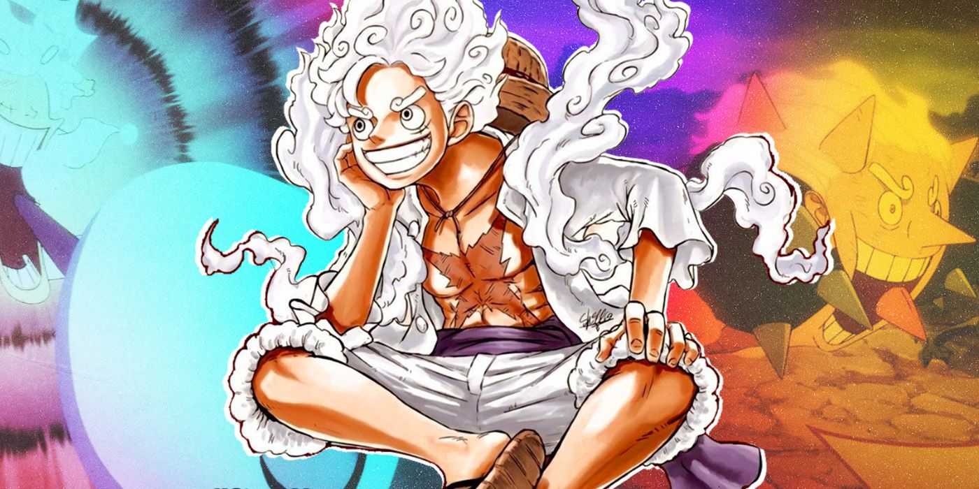 Luffy Gear 5 sentado