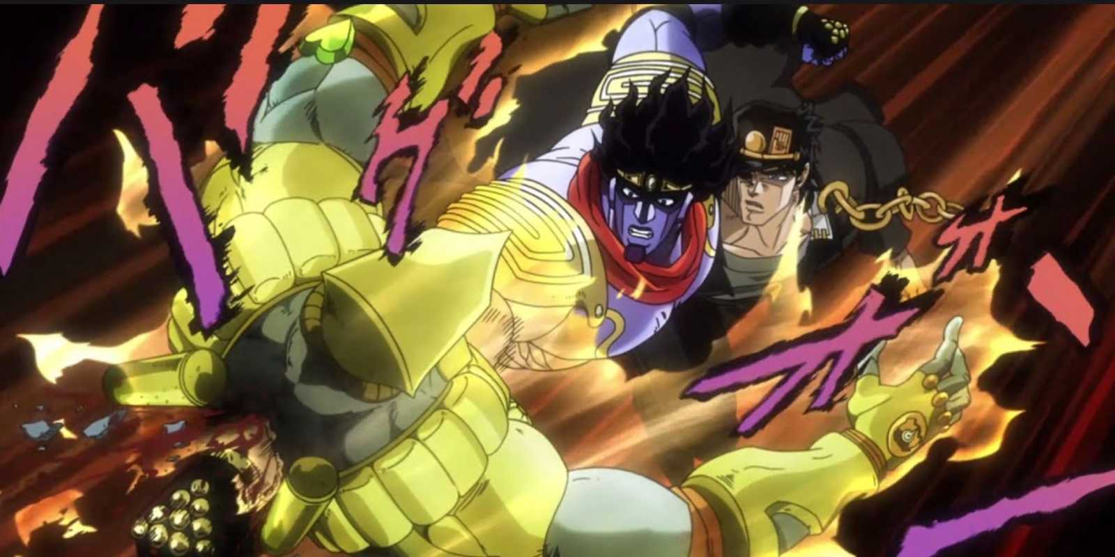 Джотаро использует Star Platinum, чтобы атаковать Дио.