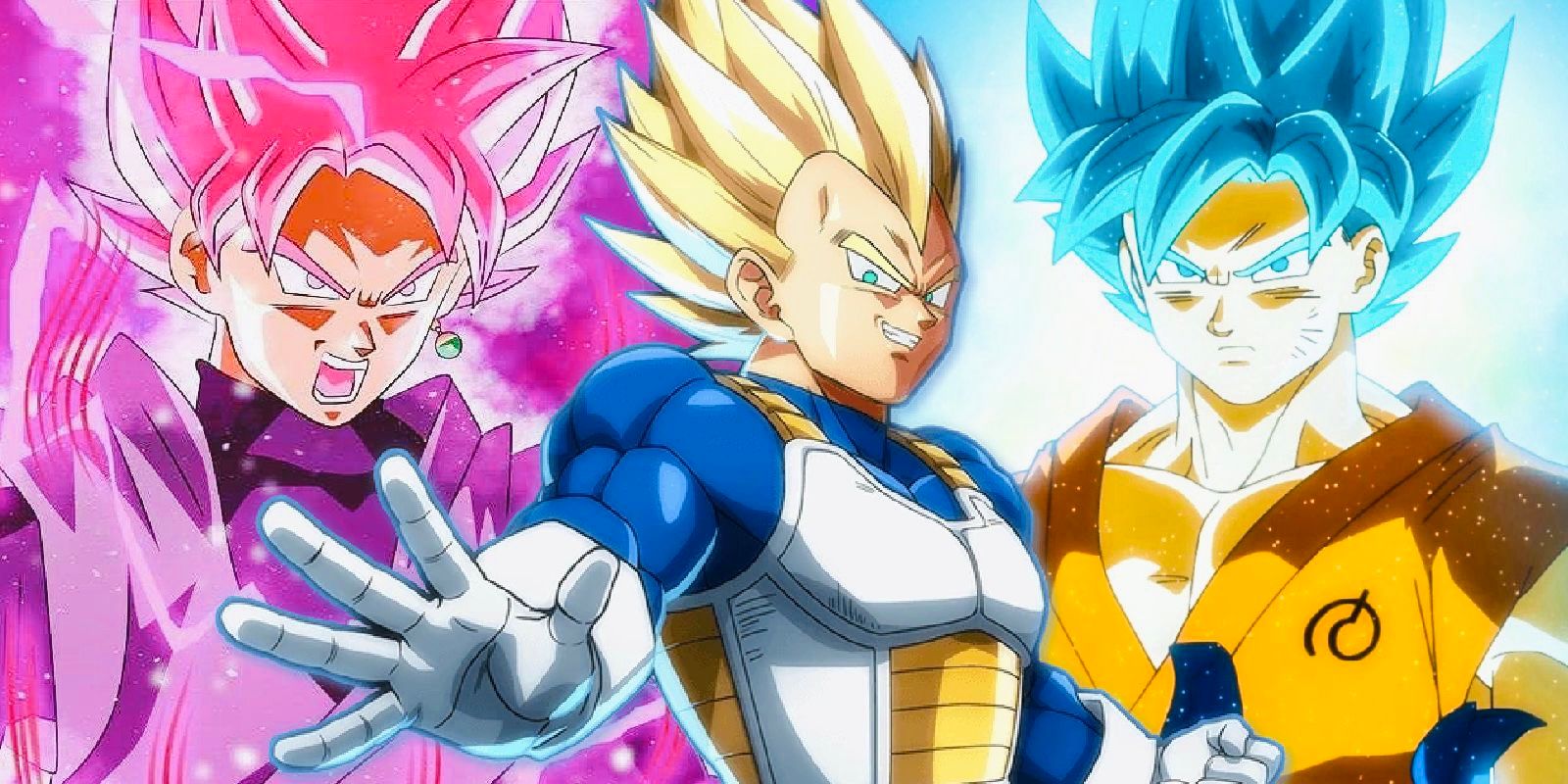 Zamatsu aka Goku black, vegeta y Goku de dragon ball en sus formas super saiyan