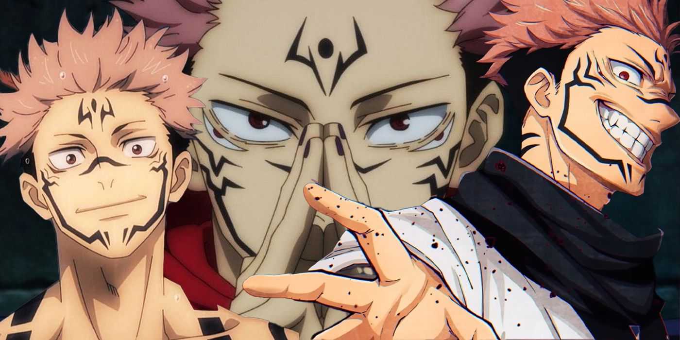 Collage dividido en tres bandas de Ryomen Sukuna de Jujutsu Kaisen