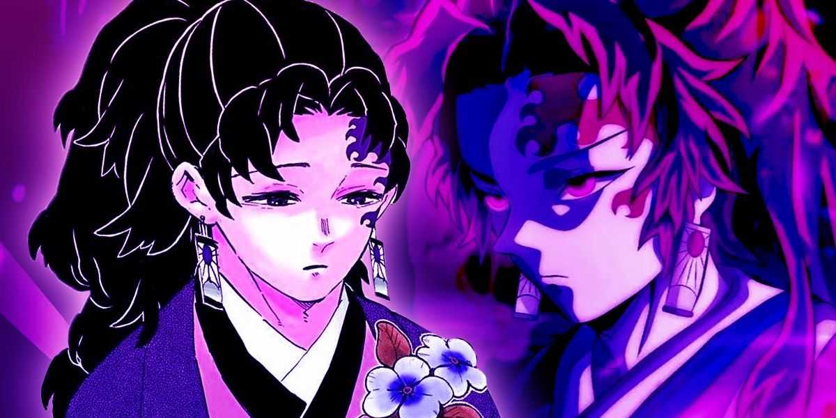 Yoriichi luce desamparado a la izquierda y decidido a la derecha.