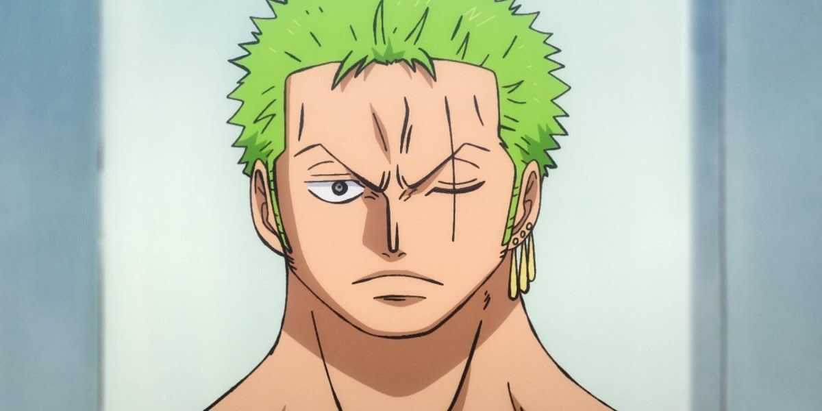 Roronoa Zoro mirando hacia adelante durante el post-salto temporal de One Piece