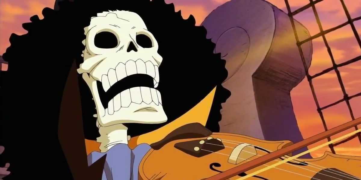 Brook tocando el violín durante los eventos de One Piece.