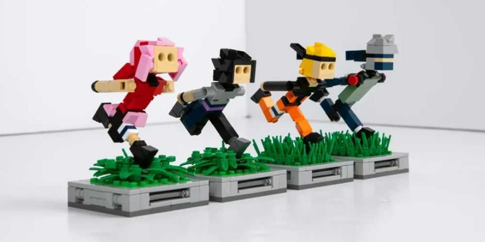 LEGO figúrky Sakury, Sasukeho, Naruta a Kakashiho vytvorené LordSoarin115