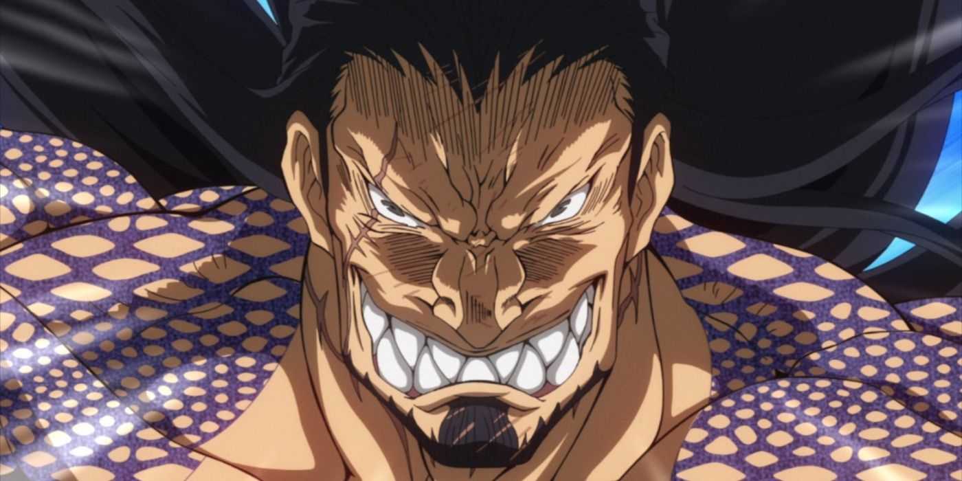 Lu Bu sonríe demoníacamente mientras se enfrenta a Thor en Record of Ragnarok.