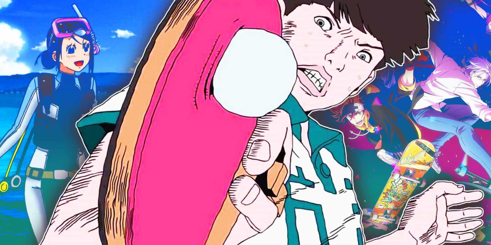 Futaba Ooki von Anime Amanchu! Peco aus dem Anime Ping Pong: The Animation und Reki Kyan mit Langa Hasegawa aus dem Anime Sk8 the Infinity