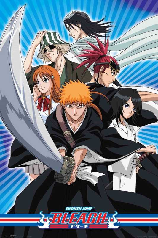 Ichigo Kurosaki je pripravený bojovať s postavami v Bleach Anime Poster