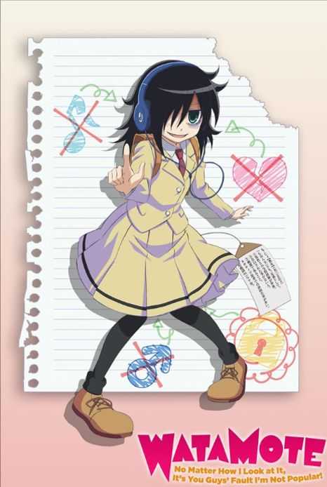 Portada del anime WataMote con Kuroki Tomoko