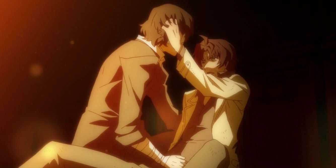Ryūnosuke Akutagawa, Atsushi Nakajima, Chuuya Nakahara a Osamu Dazai z anime Bungou Stray Dogs