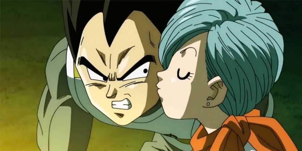 ドラゴンボールのブルマが不幸なベジータにキス
