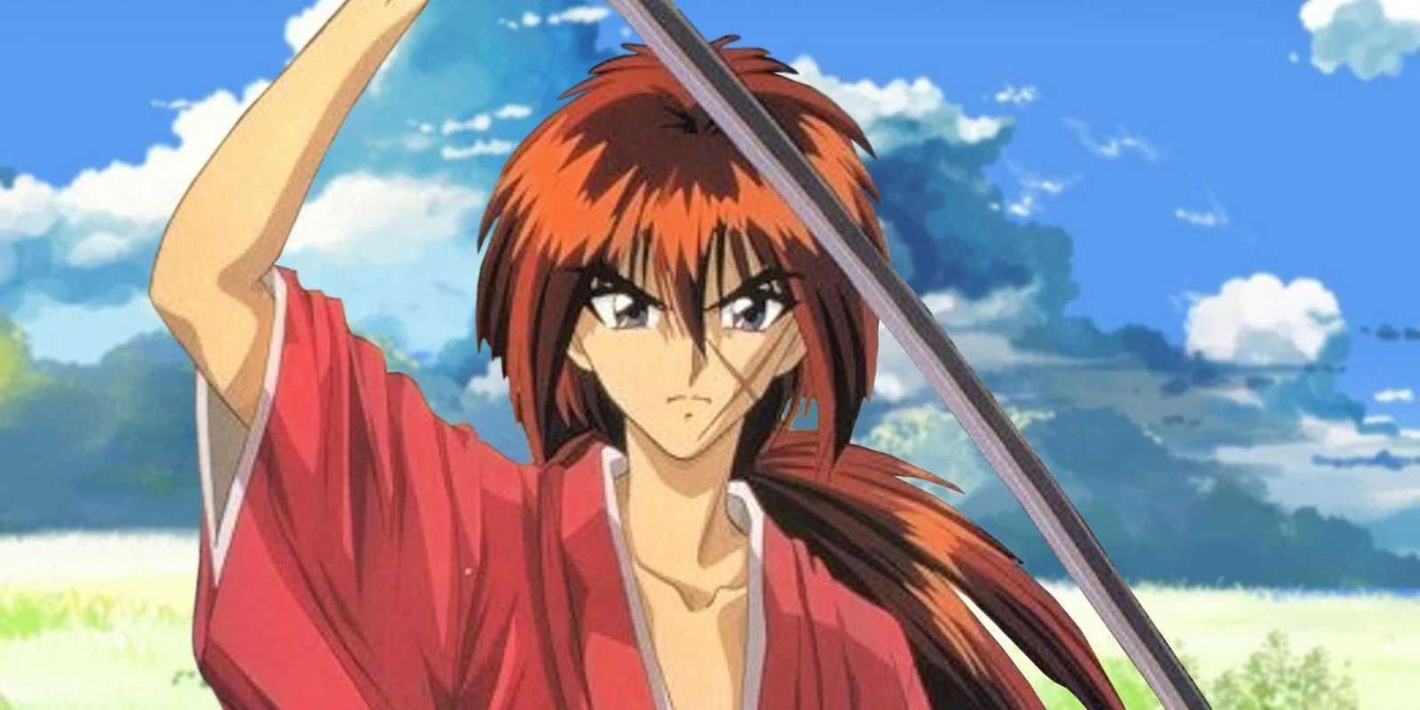 Kenshin Himura, Rurouni Kenshin animesinde kılıcını çekiyor