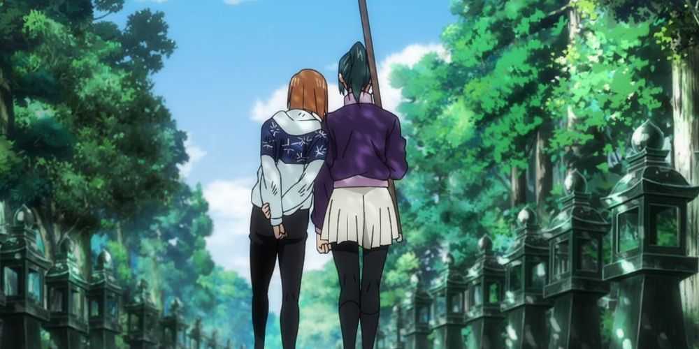 nobara y maki caminan juntas en jujutsu kaisen