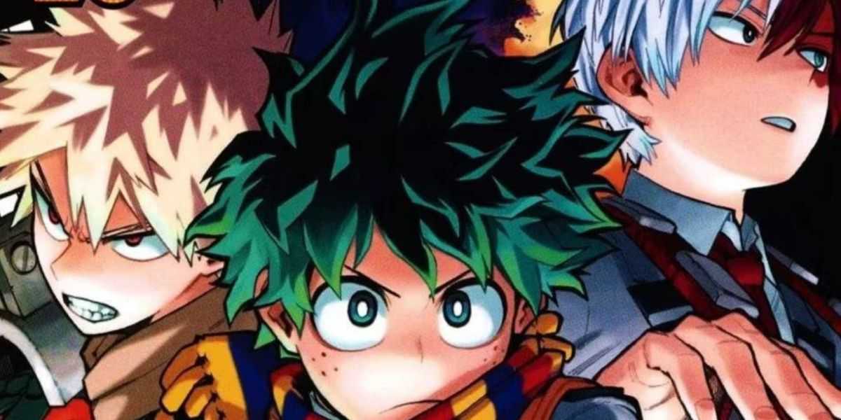 Todoroki, Bakugo y Deku en la portada del Volumen 26 del manga MHA.