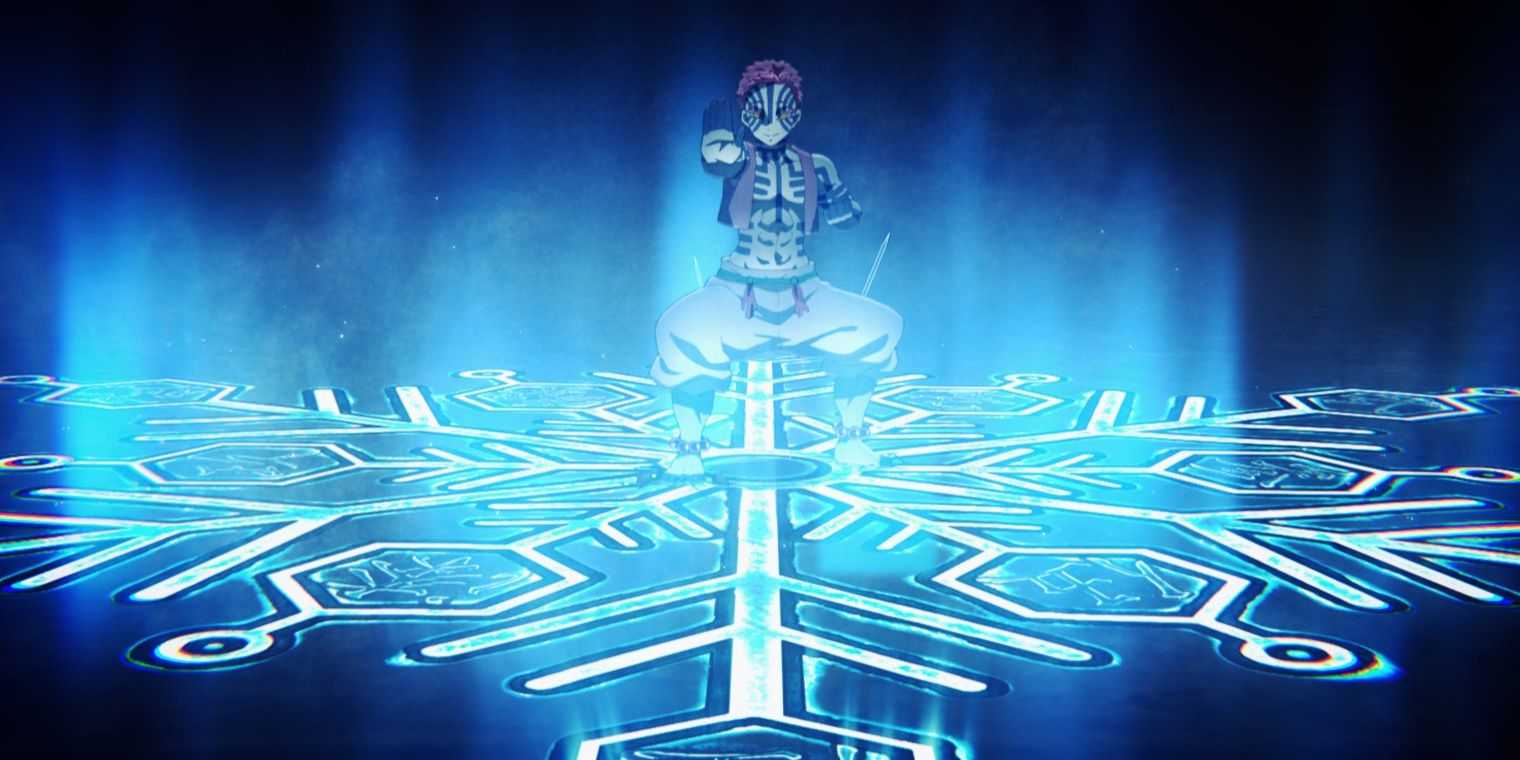 Akaza aktiviert in Demon Slayer seine Compass Needle Demon Blood Art-Technik.