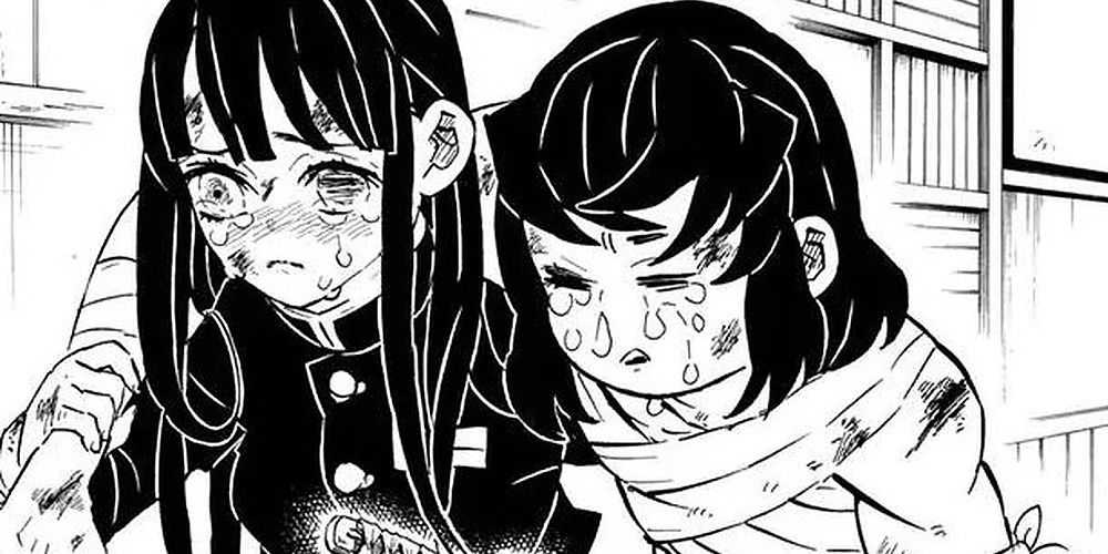 Inosuke und Kanao gehen zusammen und weinen