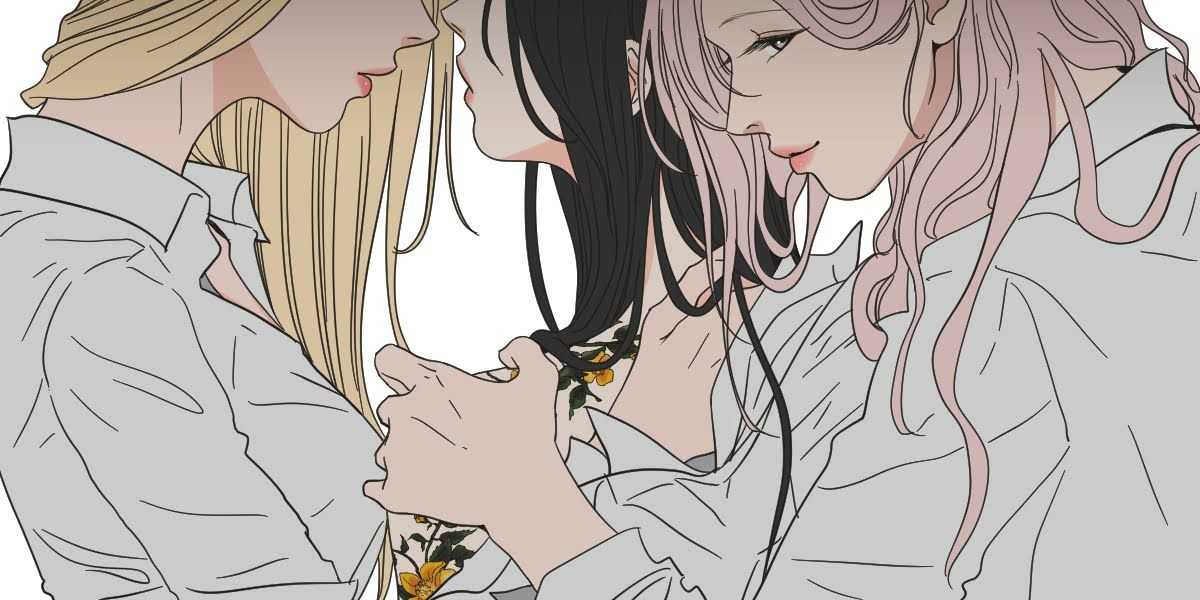 Sung-ji, Sumin und Seju in einer intimen Situation im Manhwa Was sagt der Fuchs?